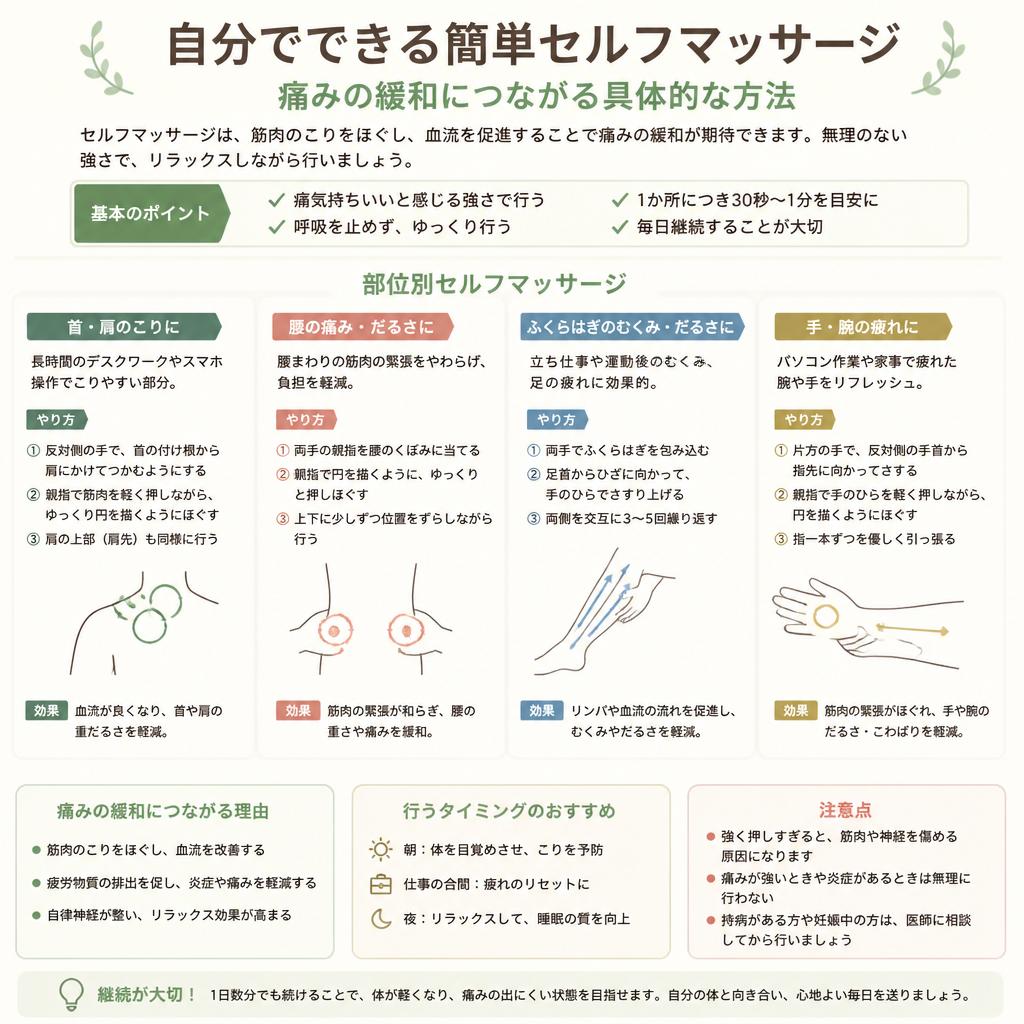 セルフマッサージで筋肉をほぐす