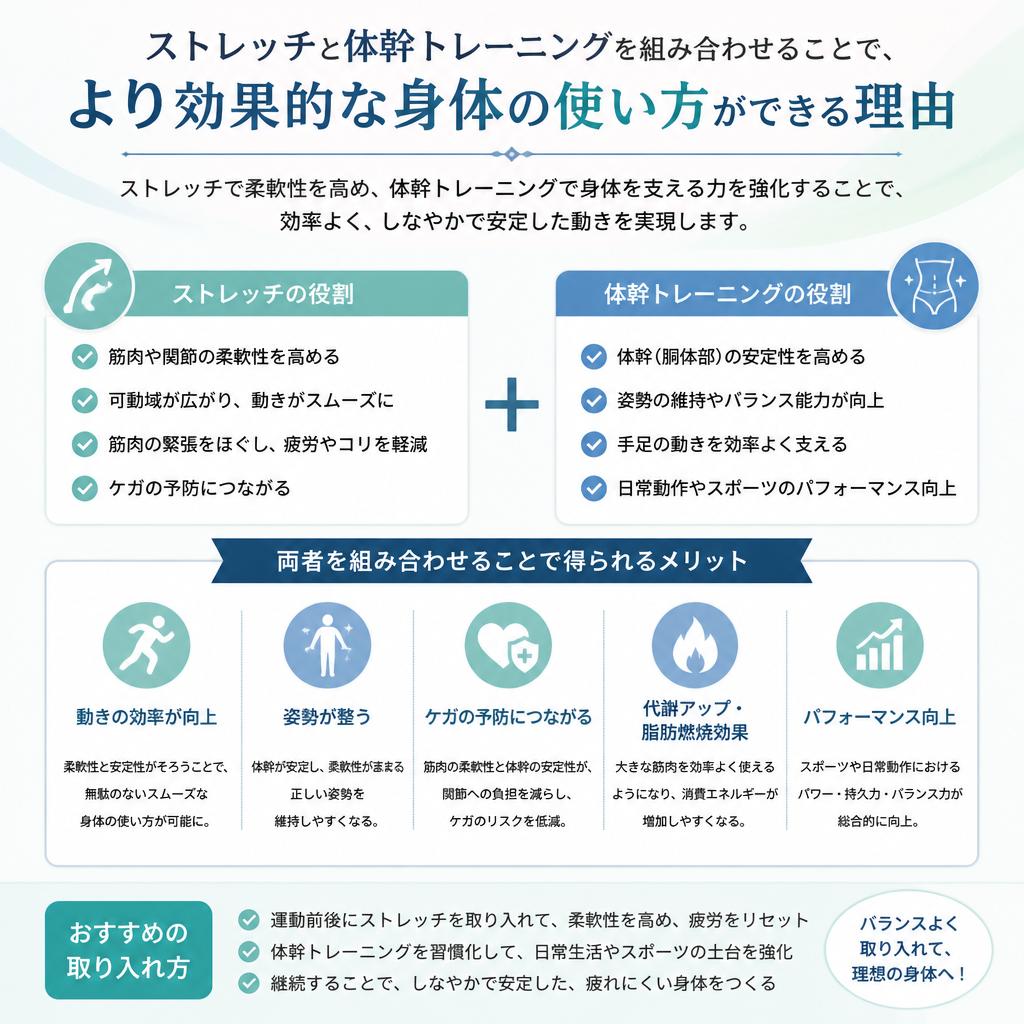 ストレッチと体幹トレーニングの相乗効果