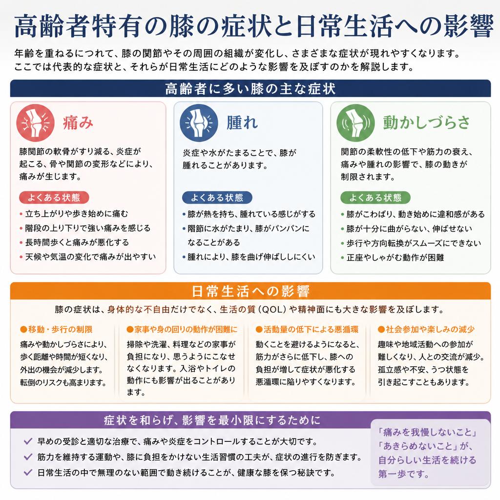 高齢者の膝に多い症状